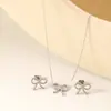 Set de Joyería de Lazos para Niñas Japonesas y Coreanas, Pendientes y Collar Sencillos y Elegantes para Mujeres, Set de Joyería Transfronterizo al por Mayor