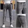 Jeans Preto Puro de Alta Qualidade Outono Novo Não Desbota Masculino Primavera e Outono Elástico Largo Reto Casual Calças Longas