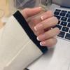 Unhas Vestíveis Prontas de Comprimento Médio Estilo Europeu e Americano com Glitter de Palmeira da Ilha e Folha de Ouro, Unhas Postiças Destacáveis Populares nas Redes Sociais