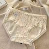 Ropa interior antibacteriana de algodón puro para mujer con refuerzo extendido, para niñas, estampado floral, lindo, dulce, de cintura media, con refuerzo de algodón puro, bragas para mujer