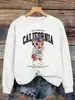 Sudaderas Kawaii de Oso con Estampado de Letras de California para Mujer Cuello Redondo Ropa Callejera Holgada Casual Pulóver Otoño