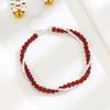 Pulsera de Plata Chapada Doble Capa Plata Rota Ágata Roja Elegante Famosa en Internet Joyería del Año de Vida Joyería de Lujo Ligero Joyería de Cuentas