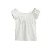 2605- Nuevo Top Sexy de Hombro Descubierto Ajustado Estilo Europeo y Americano para Mujer, Camiseta Corta Caliente que Adelgaza de Manga Corta