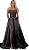 Vestido de Noche Amazon Aliexpress Satín Vestido de Dama de Boda Vestido Largo Formal sin Tirantes Banquete Vestido Estilo Europeo y Americano