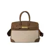 Bolso de cierre de color block retro, diseño de nicho, bolso cuadrado pequeño casual, bolso de mano de lona cruzado de gran capacidad para mujer