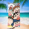Toalha de banho de secagem rápida infantil de grandes dimensões Giz de cera Pequena nova toalha de praia Microfibra Velo de dupla face Toalha de praia com impressão digital