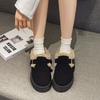 Versión coreana de zapatos Mao Mao de suela gruesa tipo muffin para mujer 2024 invierno nuevos de punta redonda cálidos forrados de vellón moda casual zapatos de algodón