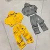Aliexpress Comércio Exterior Estilo Retro Americano Desgastado Personalizado Moletom com Zíper Calça de Moletom Bordado de Letras Moletom com Capuz Atacado