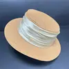 Sombrero de Paja Plano Estilo Francés para Mujer, Sombrero de Paja de Satén Estilo Hepburn de Verano, Sombrero para el Sol Versátil, Sombrero de Playa