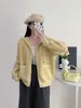 Cárdigan de Punto de Lana Doble Cara con Capucha y Bloques de Color Estilo Europeo 2026 Otoño/Invierno Nuevo Estilo Perezoso Chaqueta Suéter con Cremallera para Mujer