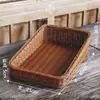 Cesta de Almacenamiento de Frutas Cesta de Pan Bandeja Rectangular de Ratán Japonés Cesta Doméstica de Plástico para Verduras Bandeja para Snacks de Sala de Estar