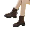 Botines retro estilo Martin con cremallera lateral para mujer, nueva colección otoño/invierno 2026, con suela gruesa, tacón ancho, de piel suave, forrados de felpa y cálidos de algodón