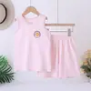 Conjunto de Chaleco de Algodón para Niños para Verano, Chaleco sin Mangas y Shorts, para Niños Mayores, Estudiantes, Pijama de Niña, Ropa para Casa