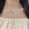 Collar con borlas de perlas de corazón a corazón de TikTok, estilo nuevo, único, elegante, dulce, para uso diario, combina con todo.