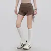 Nuevos shorts de yoga con cordones laterales, de cintura alta, corte ajustado, de tres cuartos de longitud, adecuados para fitness, deportes, correr y yoga