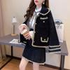 Otoño e Invierno Nuevo Tejido de Terciopelo Imitación de Visón Ropa Exterior para Mujer Cuello Cuadrado Elegante Dama Traje de Aroma Pequeño Conjunto de Dos Piezas Falda