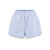 Estilo Americano 2025 Shorts Listrados com Renda Spicy Girl Feminino Elástico Cintura Alta Emagrecimento Casual Solto Versátil Hot Pants