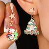 Pendientes asimétricos de alce con diseño de árbol de Navidad de aleación de aceite de dibujos animados transfronterizos de Europa y Estados Unidos para mujer