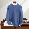 Suéter de Cachemira para Hombre Cachemira Pura Otoño e Invierno Nuevo Cuello Redondo Espesor Grueso Holgado Moda Base Tejida Suéter Jacquard