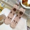 Calcetines de terciopelo de coral para mujer, calcetines gruesos de tubo para otoño e invierno, calcetines de toalla de capibara sin pelusa para dormir, calcetines para el suelo del hogar