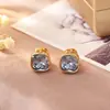 Pendientes Cuadrados de Zirconia Estilo Retro Francés, Pendientes de Moda de Lujo Ligero para Commuter con Temperamento, Pendientes de Estilo Minimalista Exquisito de Gama Alta