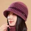 Gorro grueso cálido de invierno para mujeres de mediana edad y ancianas, mamá, abuela, abuelita, gorro de punto de piel de conejo para protección contra el frío