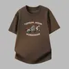 2026 Novo Estilo Camiseta 100% Algodão Masculina Manga Curta Estampa de Cachorro Desenho Animado Gola Redonda Top Verão Algodão Manga Meia Camiseta
