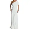 Vestido de Cintura Simples de Cor Sólida Elegante Elegante Slim Saia Longa Fenda Verão 2025 Novo Vestido