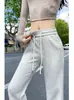 Nuevos pantalones deportivos acampanados de forro polar gris claro para otoño e invierno para mujer, pantalones de campana de cintura alta adelgazantes, pantalones de chándal acampanados versátiles para fitness