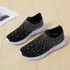 Calcetines elásticos de gran tamaño con pedrería para zapatos Amazon transfronterizos, zapatos deportivos casuales para hombre y mujer, suela MD, tejido flyknit transpirable, zapatos ligeros