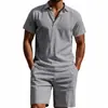 Comércio Exterior Transfronteiriço Terno Masculino Estação Primavera e Outono Cor Sólida Linho Lapela Camisa Calça Comprida Conjunto Terno Casual Masculino
