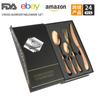 Vajilla de acero inoxidable transfronteriza de Amazon, juego de cuchillos, tenedores y cucharas de diamante estrella de 24 piezas, cuchillo para carne occidental, tenedor y cuchara para 6 personas.