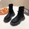 Botines de plataforma para mujer, nueva colección otoño 2026, elásticos, adelgazantes, adecuados para figuras petite, estilo británico, retro, realzan la altura, modernos, botines tipo chimenea