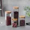 Frasco Cuadrado de Vidrio de Borosilicato para Almacenamiento Tarro Sellado a Prueba de Humedad para Granos, Condimentos de Cocina Frutas Secas Bocadillos Tarro para Almacenamiento de Té