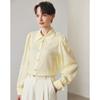 Camisa de Seda Feminina 2026 Primavera/Verão Novo Estilo Cor Sólida para o Trabalho Elástica Crepe Duplo Gola Pontuda Seda de Amora Top