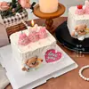 214 Decoración para Pastel del Día de San Valentín Tarjeta de Corazón Arco de Cupido Oso con Arco Vela de Cereza para Insertar