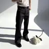 Jeans versátil casual de perna reta com franjas estilosas retrô e acabamento escovado encerado do Tio Zhao