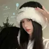 Chapéu Novo Estilo Feminino de Inverno Espessado Proteção Facial Pequeno Pelúcia Quente Lã Tendência Cabeça Grande Orelha Flutuante Proteção Acúmulo Chapéu de Tricô