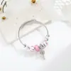 2025 Pulsera de Moda y Sencilla Rosa Globo de Aire Caliente Ojo de Gato Grande con Burbuja Glaseada de Diamante Pulsera de Cuentas con Agujero Grande