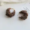 Youjuclub-Aros de Hilo Grueso~Diseño Exagerado, Pendientes/Pinzas de Oreja de Felpa Retro Únicos Otoño/Invierno