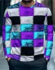 Camiseta de Manga Larga con Estampado Cuadros Geométricos para Hombre, Pulóver Casual de Cuello Redondo con Estampado Floral Radial Europeo y Americano, Camiseta Base para Primavera y Otoño