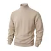 Suéter Jacquard Masculino Cor Lisa Gola Alta Manga Longa Tamanho EU Amazon Malha Casual Slim Fit Cor Lisa