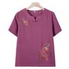 Blusa de manga corta de verano para señora mayor, vestido para madres de mediana edad y mayores, camisa pequeña bordada estilo occidental, vestido informal holgado de abuela para personas mayores