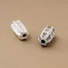 Accesorios de Joyería de Plata Pura 999 con Cuentas Espaciadoras de Flor Pequeña Grabadas, Cuentas de Barril, Cuentas para Cintura, Cuentas Superiores para Accesorios de Joyería de Pulsera de Cristal DIY