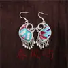 Pendientes de Piezas Bordadas Vintage Bordadas a Mano de Estilo Étnico de Moda, Colgantes de Oreja Pequeños Cortos con Borlas, Joyería de Plata Miao de Yunnan 41