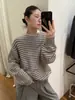 Edição Nanyou 26 Outono/Inverno Novo Suéter de Lã Mesclada com Blocos de Cor Listrados de Designer de Baixo Custo