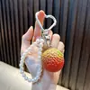 Pingente de chaveiro de corrente de pérolas com espiga de milho, chaveiro fofo de milho para casais, chaveiro para carro e bolsa