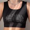 Verano Europeo y Americano sexy chaleco personalizado ombligo llama caliente pedrería chaleco chica caliente Americano slim top corto para mujer
