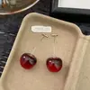Nuevos Pendientes de Fruta Cereza Dulce de Otoño e Invierno, Sencillos y Elegantes, Versátiles, Diseño de Nicho, Pendientes de Lujo Ligero para Mujer