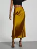 Faldas Satinadas Elegantes de Falda Amplia con Textura Sedosa, Adelgazantes y con Caída, Estilo Europeo y Americano